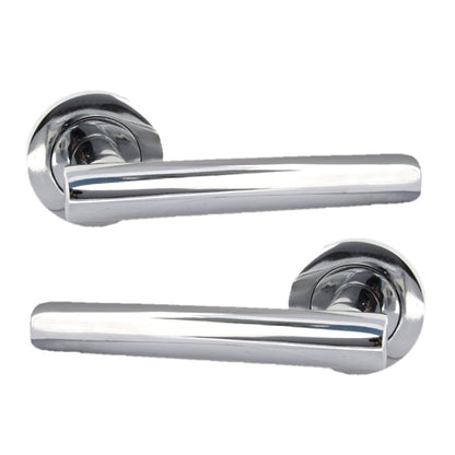 Door Handles T Bar Straight Lever on Rose Latch - Chrome 125mm