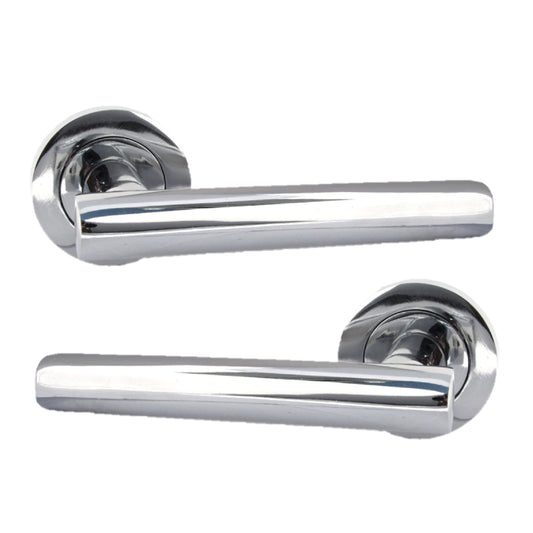 Door Handles T Bar Straight Lever on Rose Latch - Chrome 125mm