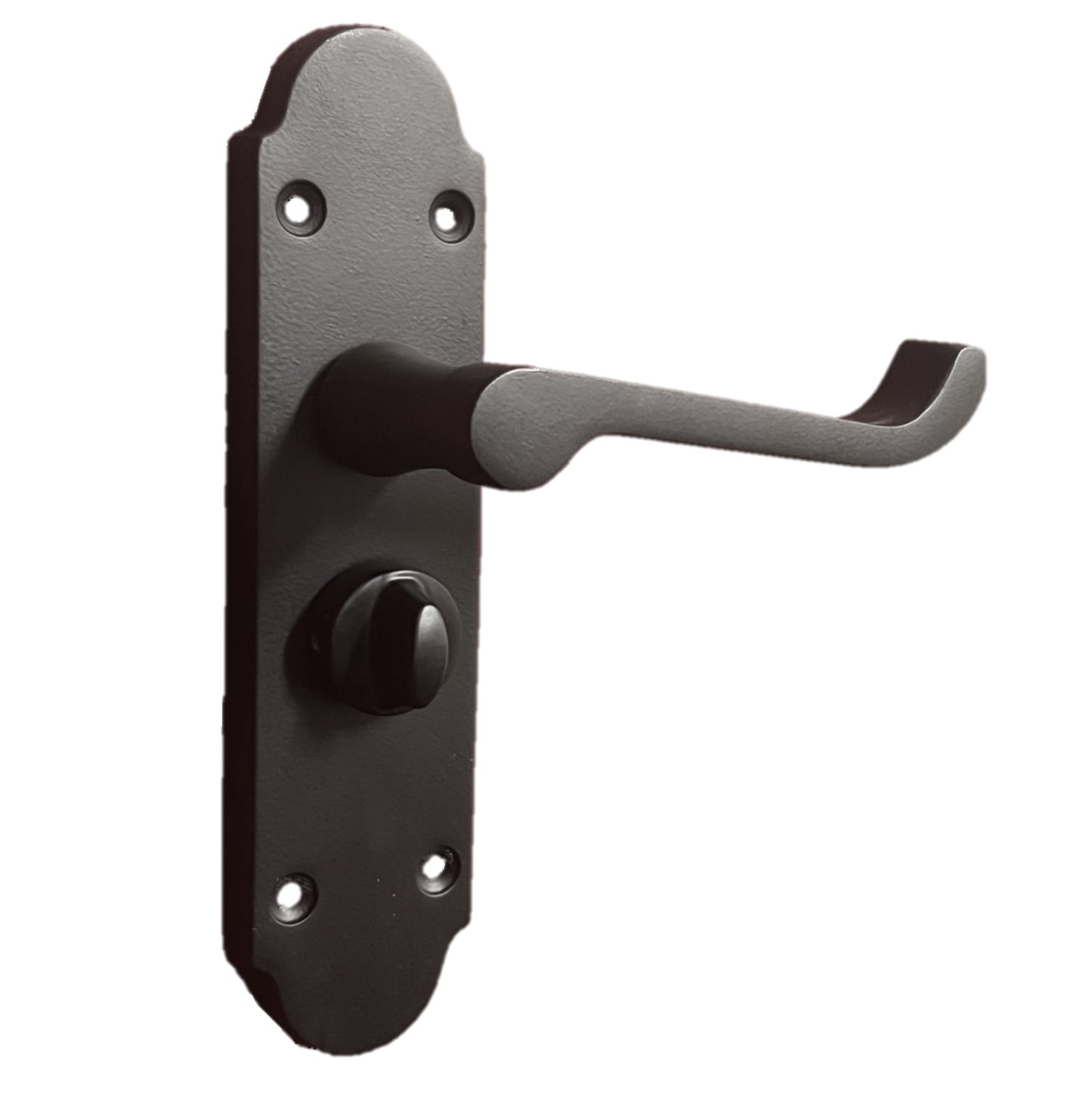 Pair of Victorian Scroll Style Privacy Lock Handle and Latch - Matt Black
