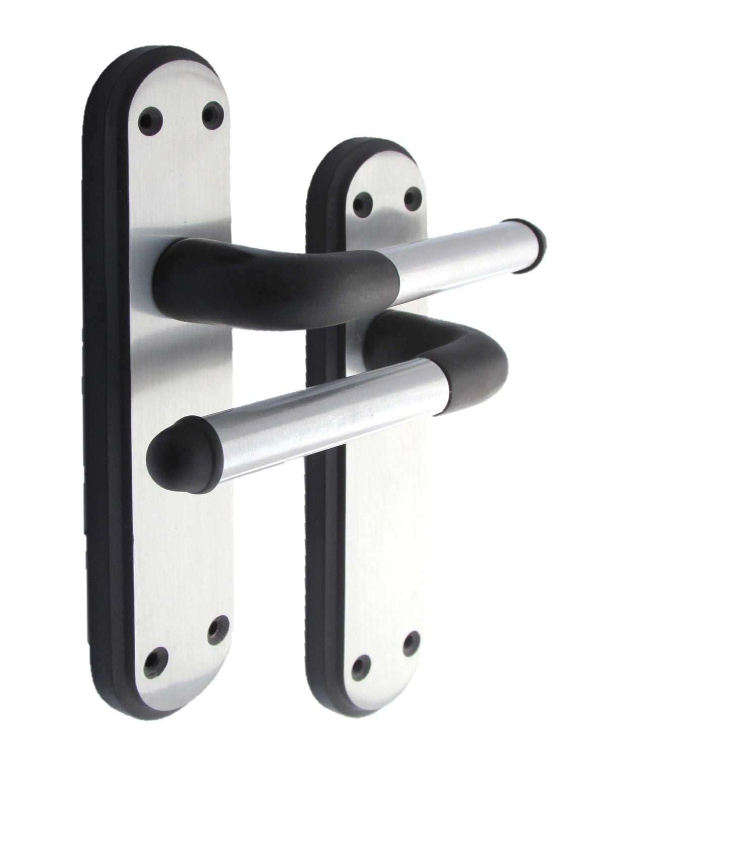 Marina Door Handle Two Tone Latch Lever - Matt Black and Satin