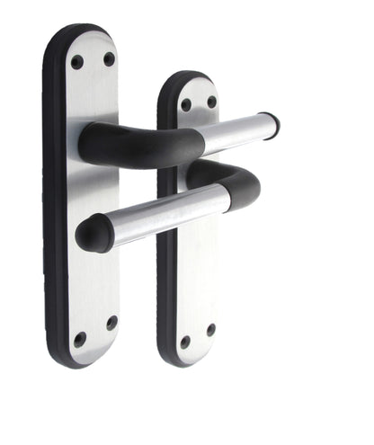 Marina Door Handle Two Tone Latch Lever - Matt Black and Satin