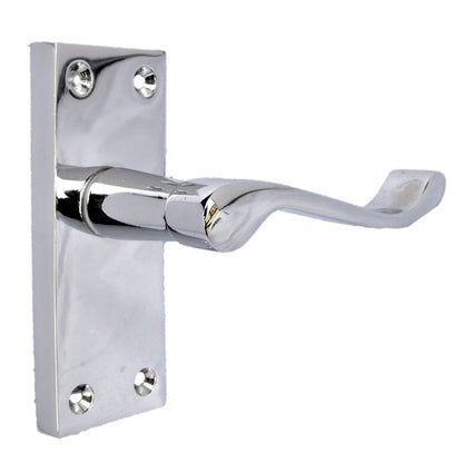 Door Handles Victorian Scroll Lever Latch - Chrome Pack Hinges 118 x 40mm