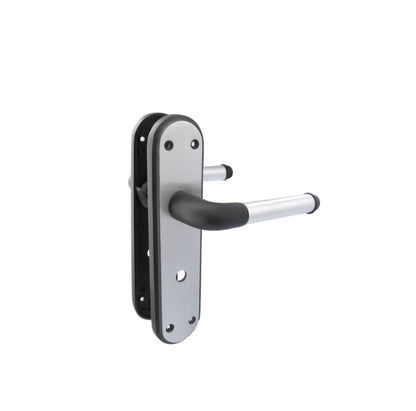 Marina Door Handle Two Tone Bathroom Lock Lever - Matt Black and Satin