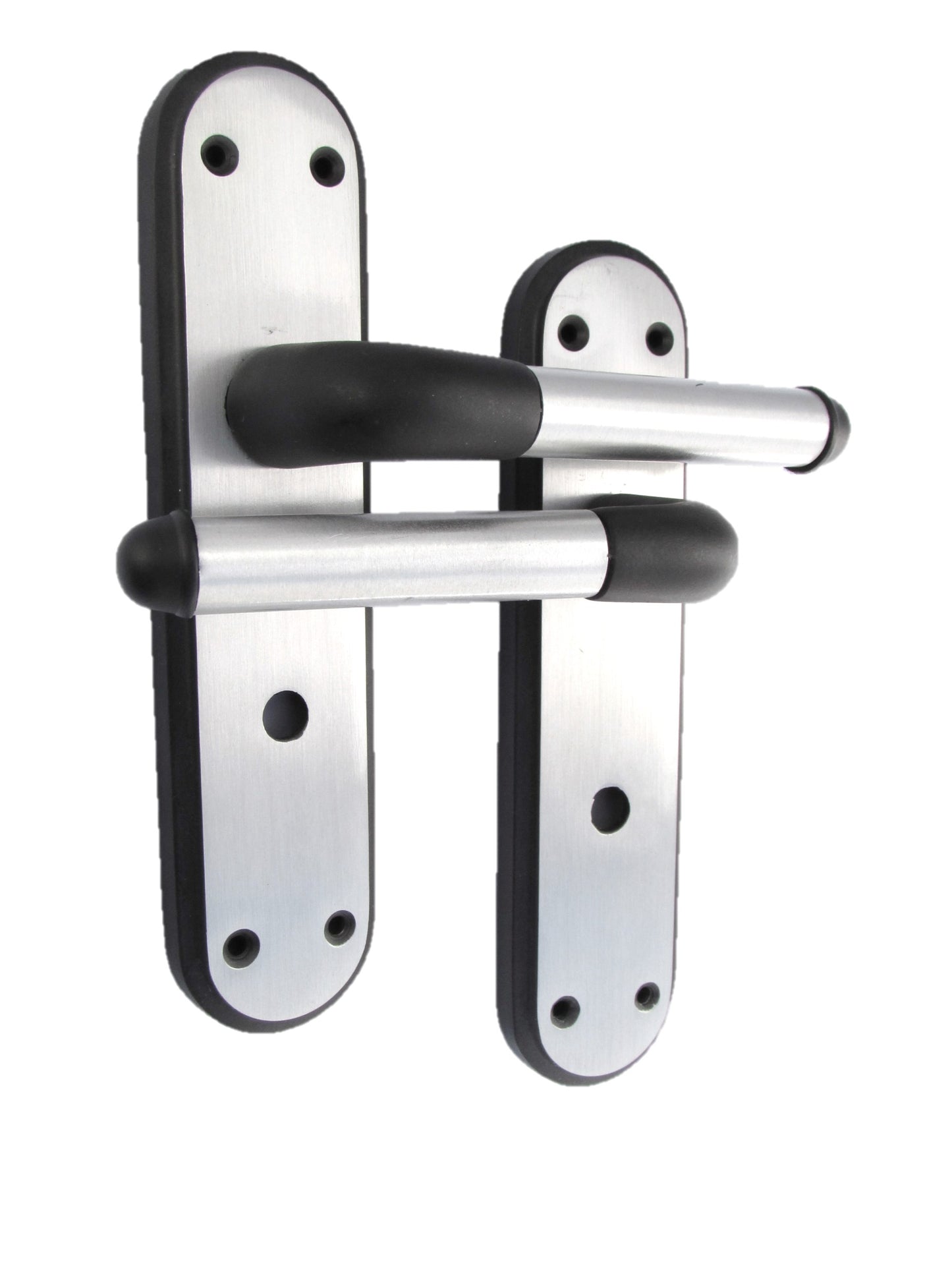 Marina Door Handle Two Tone Bathroom Lock Lever - Matt Black and Satin