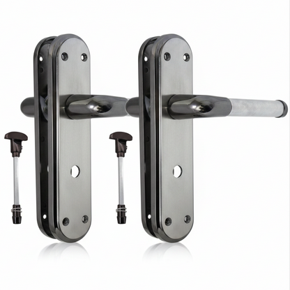 Marina Door Handle Two Tone Bathroom Lock Lever - Black Nickel and Satin