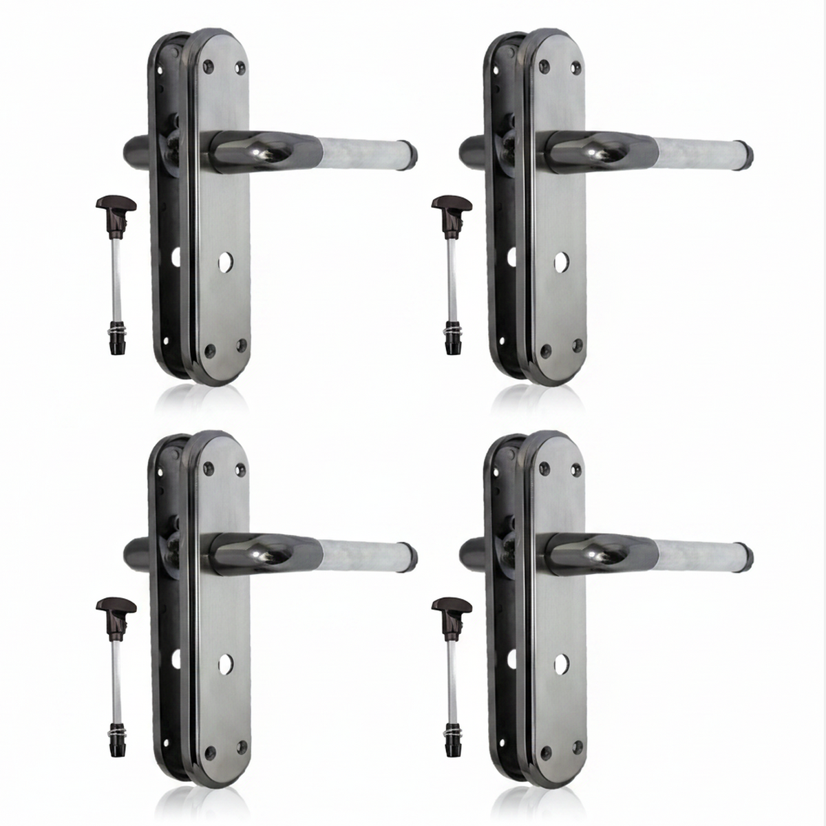 Marina Door Handle Two Tone Bathroom Lock Lever - Black Nickel and Satin