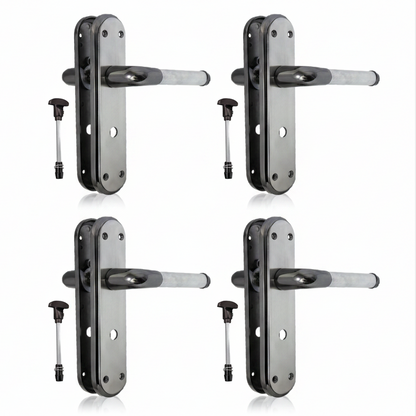 Marina Door Handle Two Tone Bathroom Lock Lever - Black Nickel and Satin