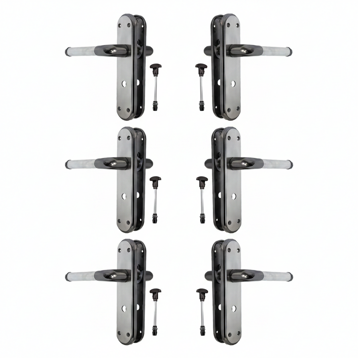 Marina Door Handle Two Tone Bathroom Lock Lever - Black Nickel and Satin