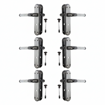 Marina Door Handle Two Tone Bathroom Lock Lever - Black Nickel and Satin