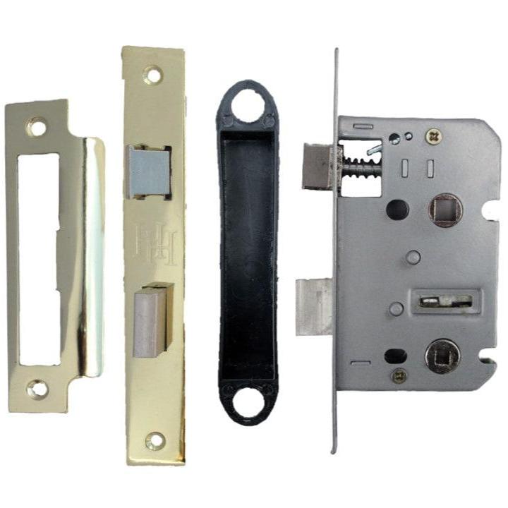 Bathroom Mortice Lock Brass Sashlock 2.5" 64mm Bolt Through Reversible Bath Door