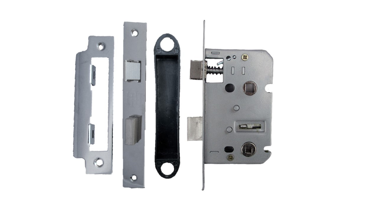 Serrure à mortaise pour salle de bain, serrure à guillotine chromée, 76 mm, verrou traversant, porte de bain réversible