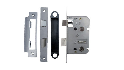 Serrure à mortaise pour salle de bain, serrure à guillotine chromée, 76 mm, verrou traversant, porte de bain réversible