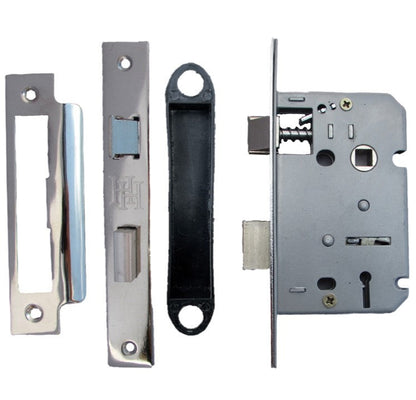 London Astrid Twist Door Handle Polished Chrome Lever on Backplate with Lock Key Hinges