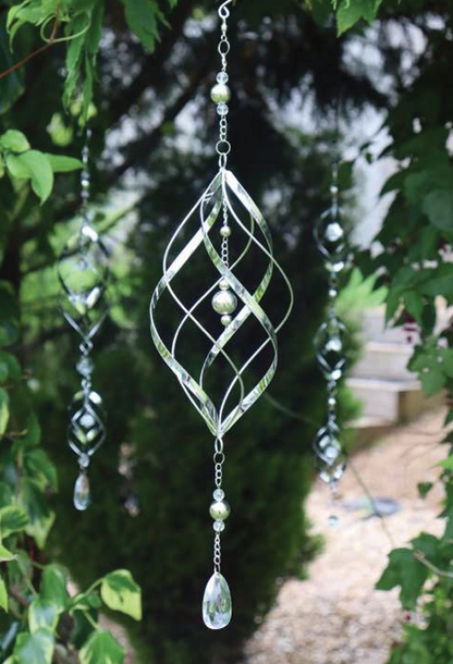 Stainless Steel Spiral Wind Spinner Single/Double/Triple Outdoor Kinetic Hanging Metal Garden Ornament