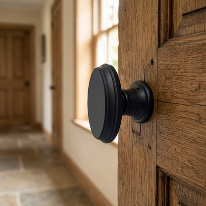 Black Wooden Mortice Door Knob Set, Oval Door Handles with Black Finish