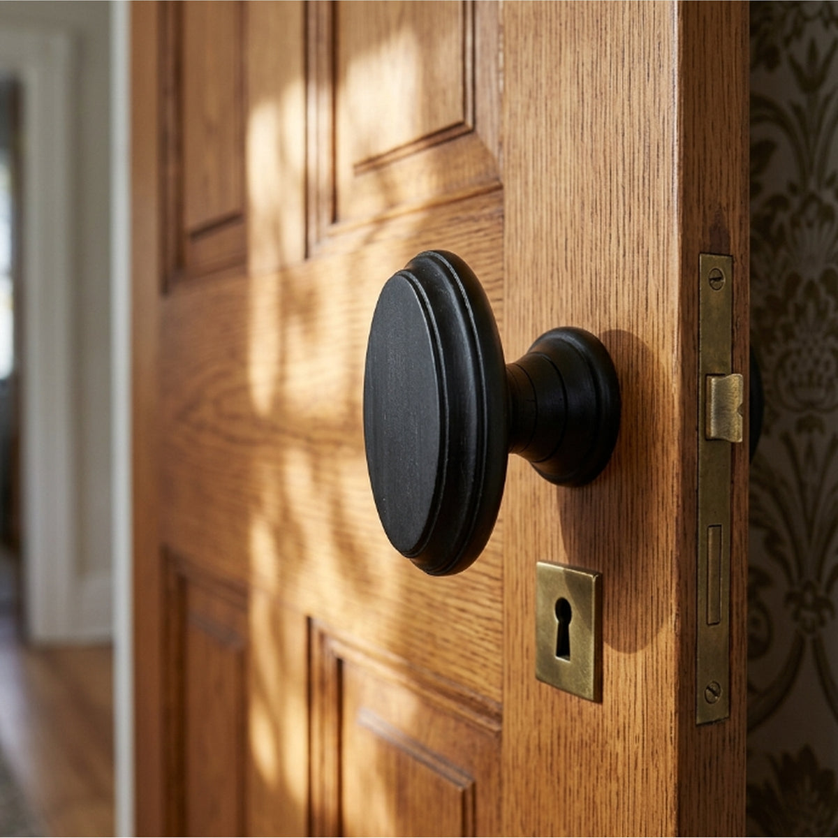 Marketplace JPG companion for Black Wooden Mortice Door Knob Set, Oval Door Handles