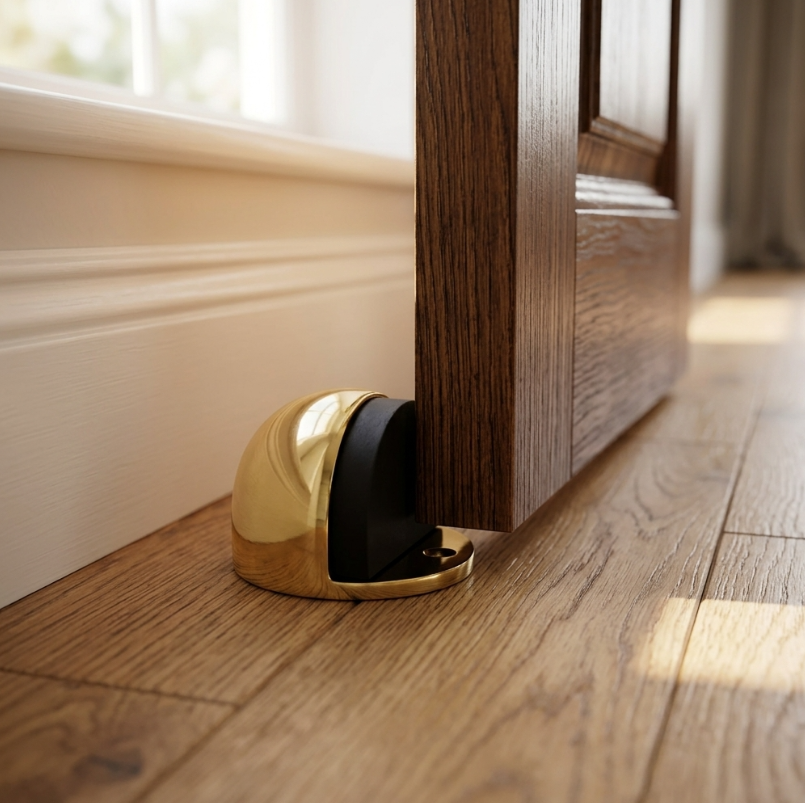 Oval Door Stop Brass Floor Mounted Rubber Doorstop to protect Walls