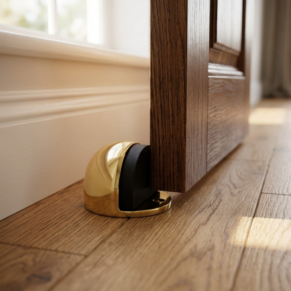 Oval Door Stop Brass Floor Mounted Rubber Doorstop to protect Walls