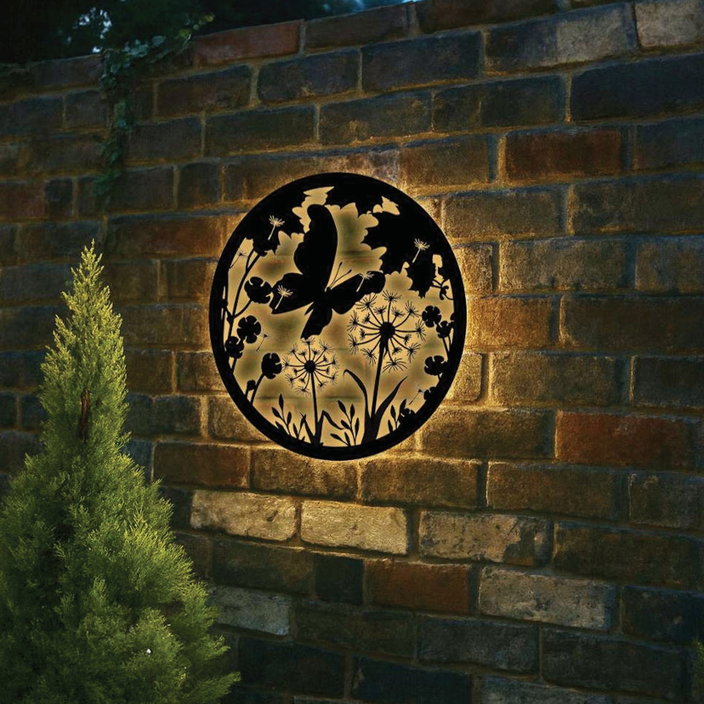 Tesco JPG version for Solar Backlit Butterfly Dandelion Silhouette Wall Art - Outdoor Metal Garden Decor - 50cm x 50cm x 3cm