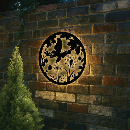 Tesco JPG version for Solar Backlit Butterfly Dandelion Silhouette Wall Art - Outdoor Metal Garden Decor - 50cm x 50cm x 3cm