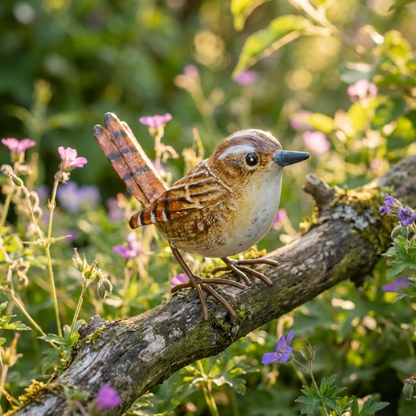 Sculpture de jardin en métal représentant un troglodyte - Décoration d'extérieur charmante - Cadeau idéal pour les amoureux des oiseaux et les passionnés de jardinage