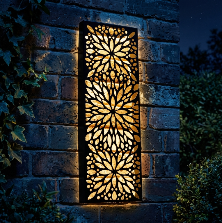 Metal Abstract Flower Solar Wall Panel Small/Large