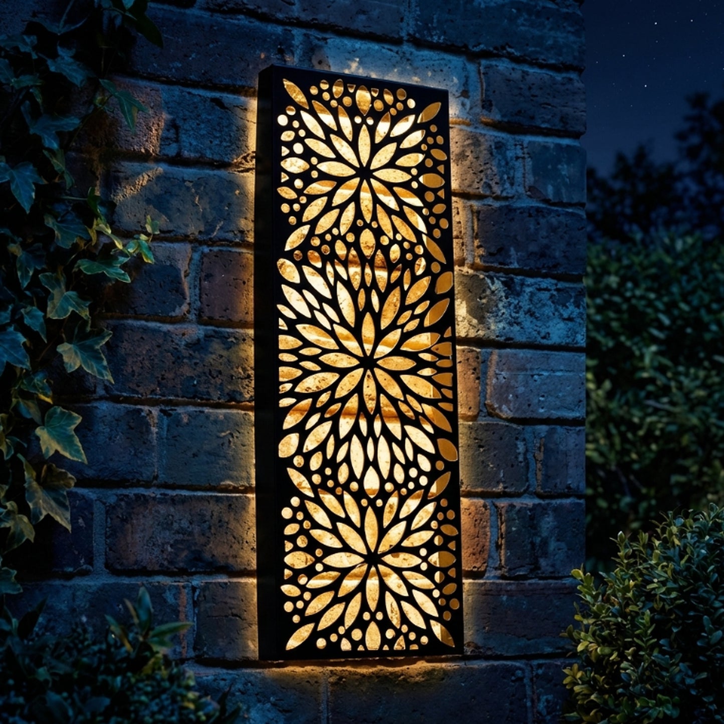 Tesco JPG version for Metal Abstract Flower Solar Wall Panel - 20cm x 60cm x 5cm