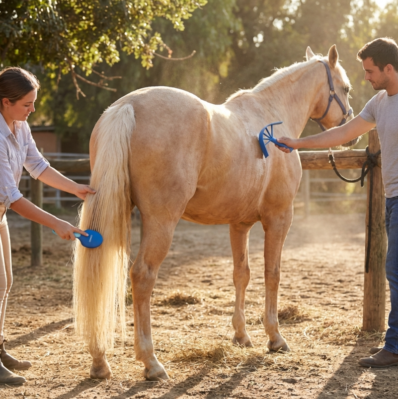 Brosse ergonomique pour queue et crinière Perry Equestrian, kit de toilettage pour chevaux et poneys