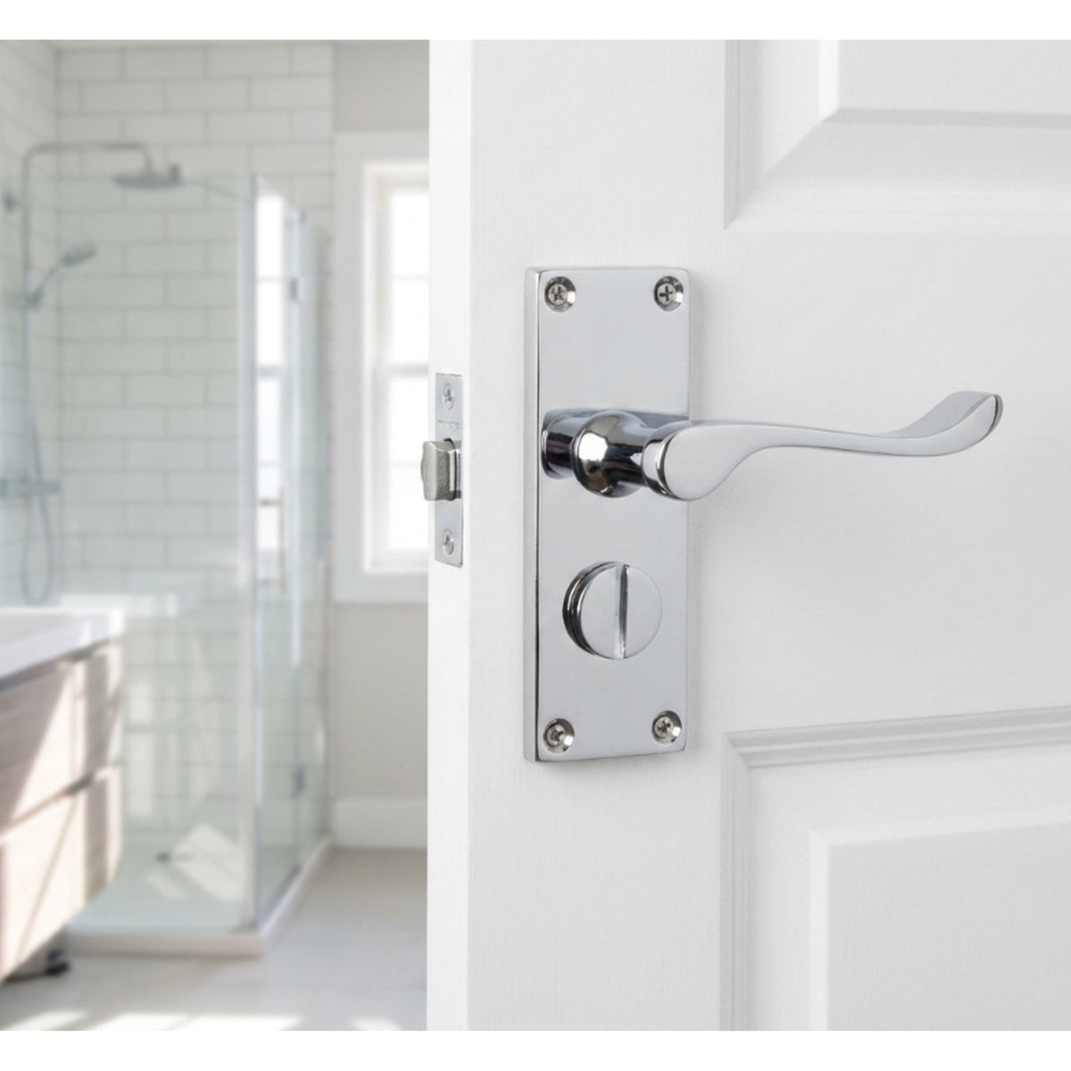 Marketplace JPG companion for Door Handles Scroll Bathroom WC Privacy Lock - Chrome 118 X 40mm