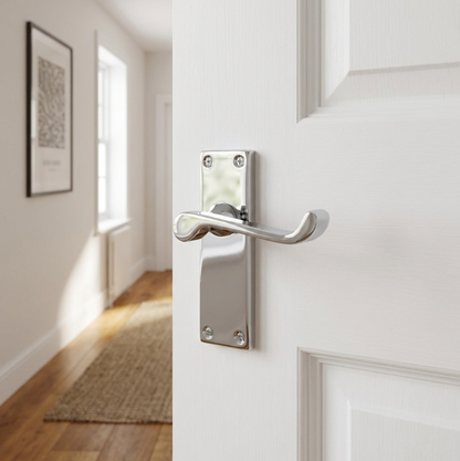 Door Handles Victorian Scroll Lever Latch - Chrome 150 x 40mm