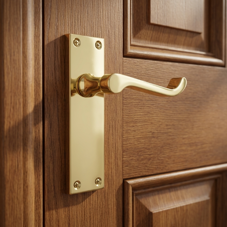 Door Handles Scroll Lever Internal Latch - Brass 150 x 40mm