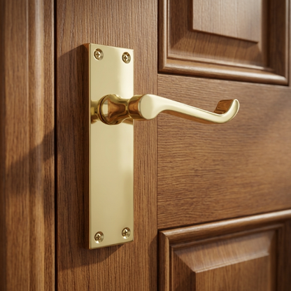 Door Handles Scroll Lever Internal Latch - Brass 150 x 40mm