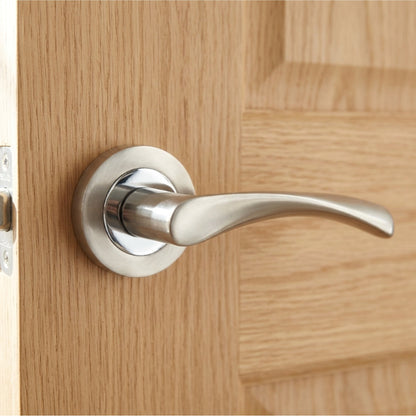 Marketplace JPG companion for Astrid Door Handles Latch & Hinges Twist Lever on Rose - Satin Chrome 120mm