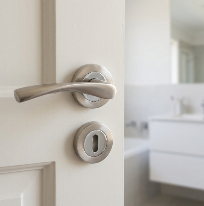 MULTIPACK Astrid Door Handles Latch Twist Lever on Rose - Satin and Chrome 120mm