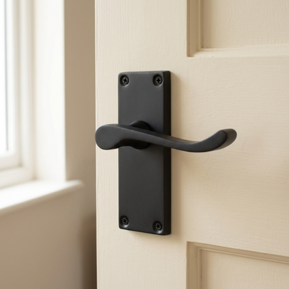 Poignées de porte à levier à défilement et loquet interne - Noir mat, 1/4/6 paires