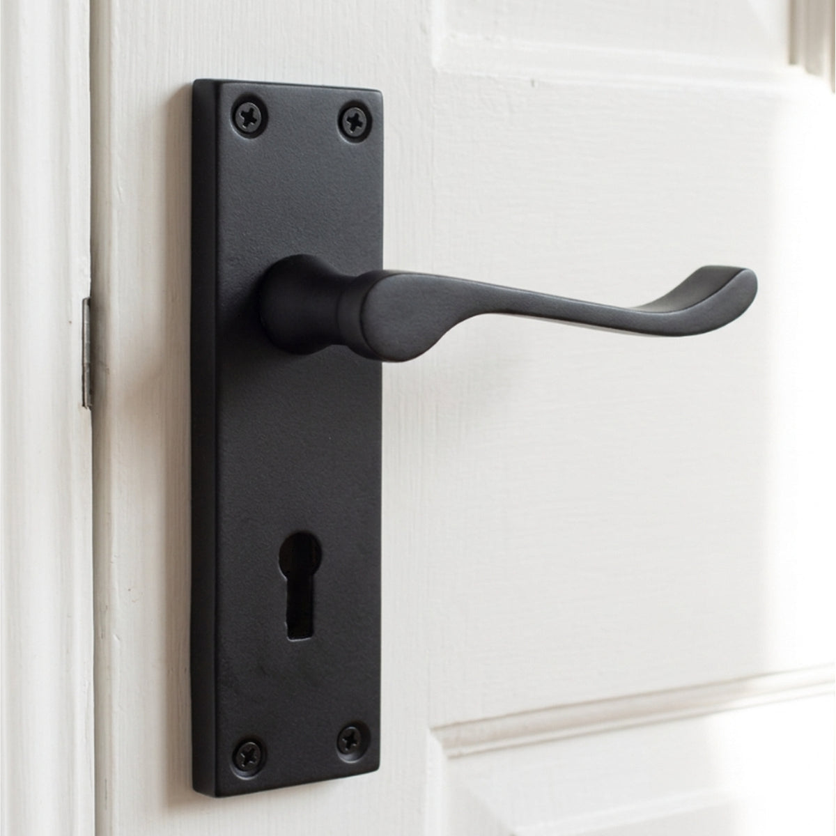 Marketplace JPG companion for Door Handles Victorian Scroll Lever Lock - Matt Black Pack Hinges 150 X 40mm