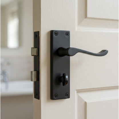 Marketplace JPG companion for Door Handles Victorian Scroll Lever Bath Lock - Matt Black Pack 150 X 40mm