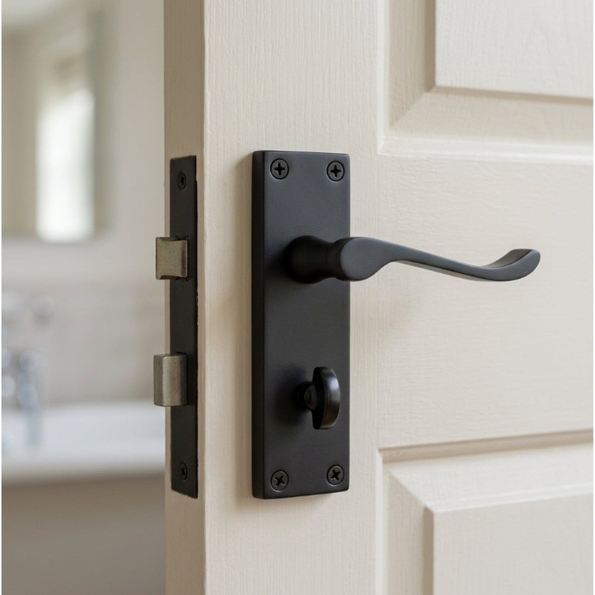 Marketplace JPG companion for Door Handles Victorian Scroll Lever Bath Lock - Matt Black Pack Hinges 150 X 40mm