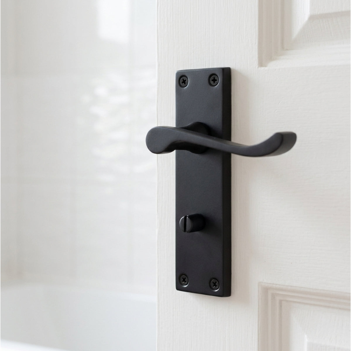 Marketplace JPG companion for Door Handles Victorian Scroll Lever Bath Lock - Matt Black Pack 150 X 40mm
