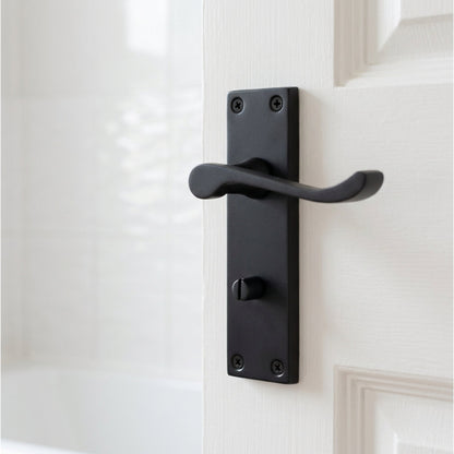Marketplace JPG companion for Door Handles Victorian Scroll Lever Bath Lock - Matt Black Pack 150 X 40mm