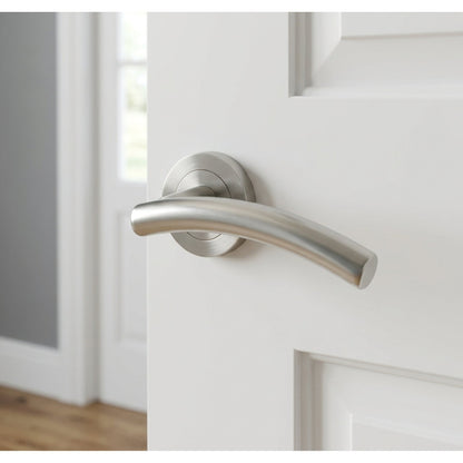 Marketplace JPG companion for Multipack Arched Lever Door Handles on Round Rose - Satin 134mm - 10mm