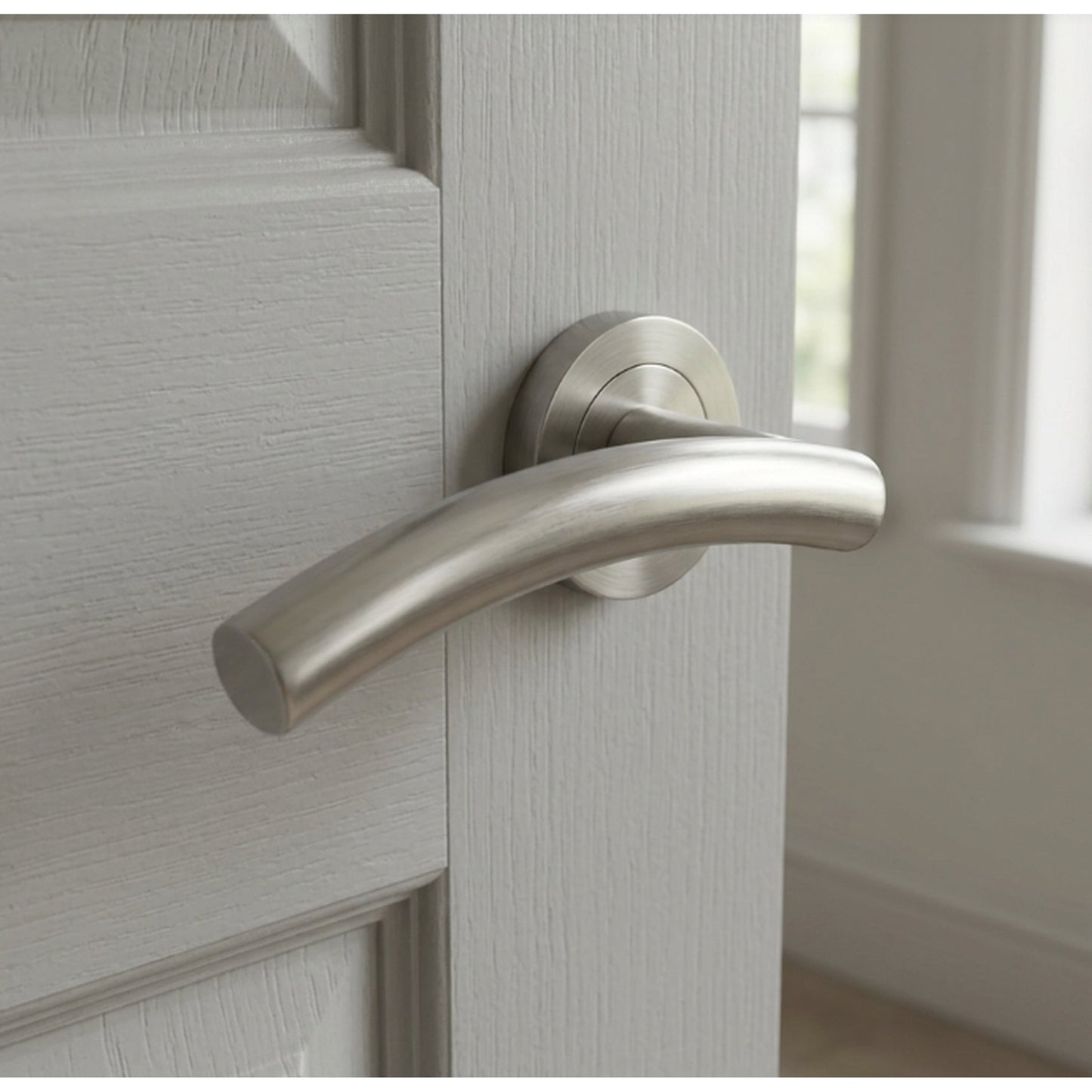 Marketplace JPG companion for Multipack Arched Lever Door Handles on Round Rose - Satin 134mm - 10mm