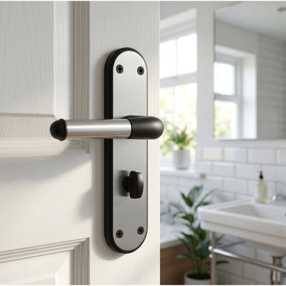 Marketplace JPG companion for Marina Door Handle Two Tone Bathroom Lock Lever - Matt Black and Satin