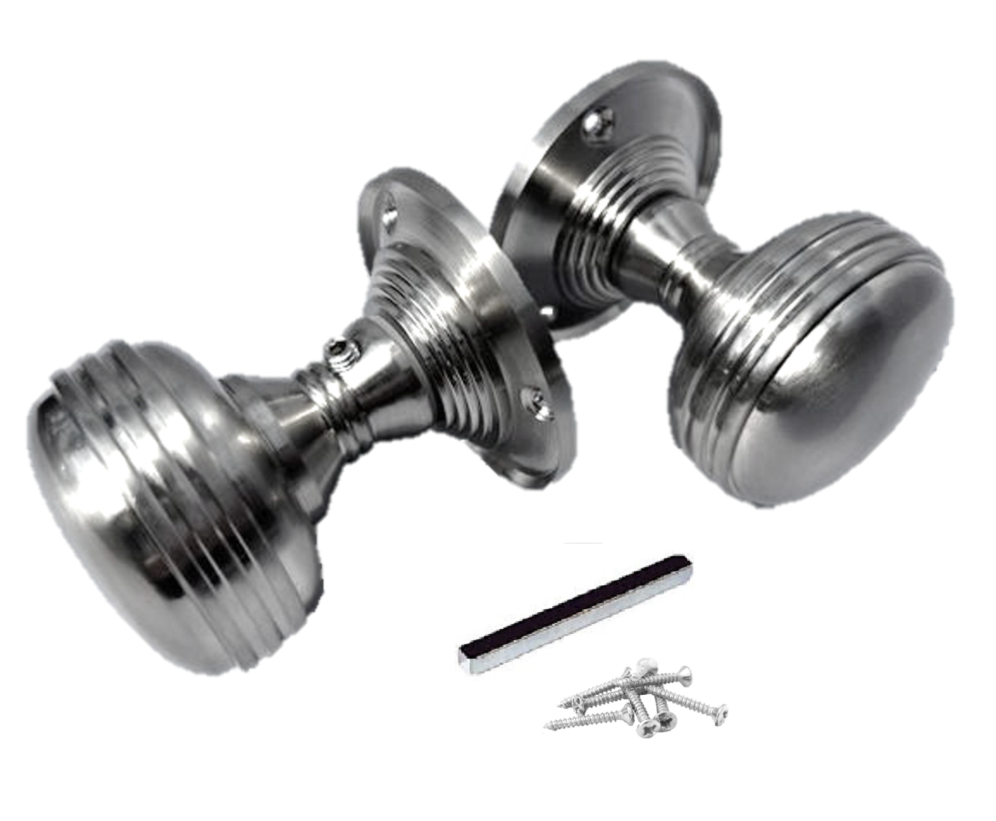 Boutons de porte cannelés à mortaise robustes - Satin 64 mm
