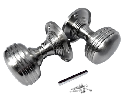 Boutons de porte cannelés à mortaise robustes - Satin 64 mm
