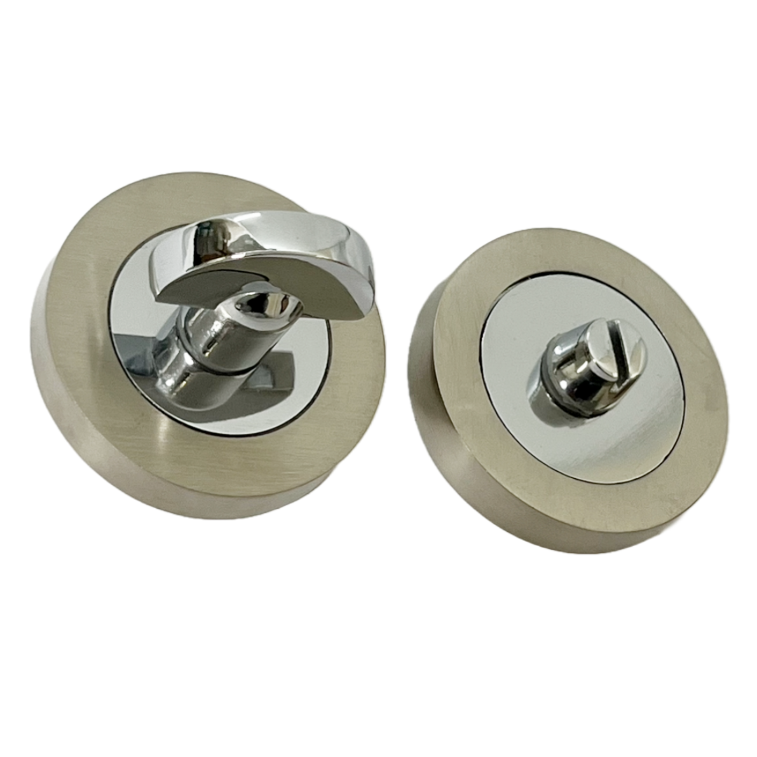 Porte de WC de salle de bain avec bouton rotatif et déverrouillage du WC Chrome satiné DUO
