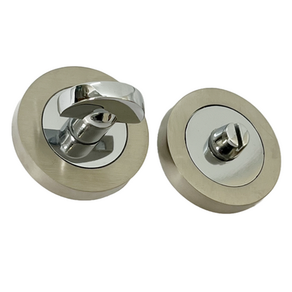 Porte de WC de salle de bain avec bouton rotatif et déverrouillage du WC Chrome satiné DUO