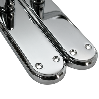 Genova Door Handles Polished Chrome Twist Lever Latch on Modern Marina Backplate