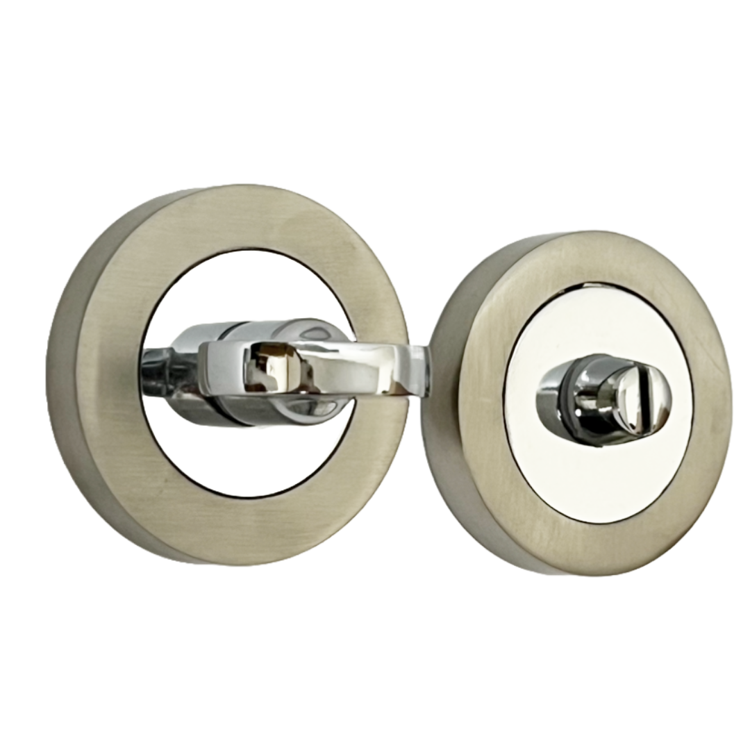 Porte de WC de salle de bain avec bouton rotatif et déverrouillage du WC Chrome satiné DUO