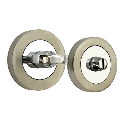 Porte de WC de salle de bain avec bouton rotatif et déverrouillage du WC Chrome satiné DUO